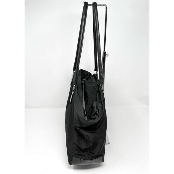 Prada Black Tessuto Nylon Tote Bag with Leather Trim – Triangle Logo - Picture 2 of 14